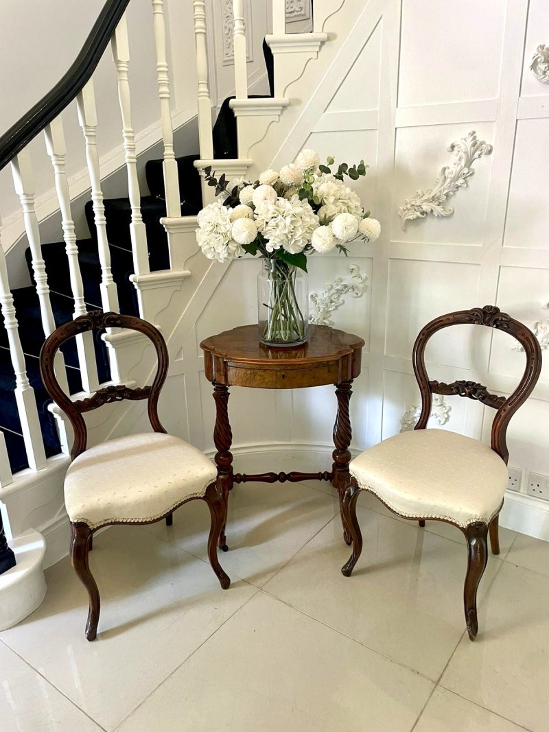 Antique Victorian Burr Walnut Work Lamp Table - Image 8